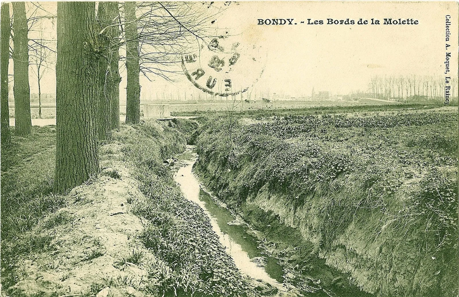 Les bords de la Molette à Bondy, sur une carte postale ancienne