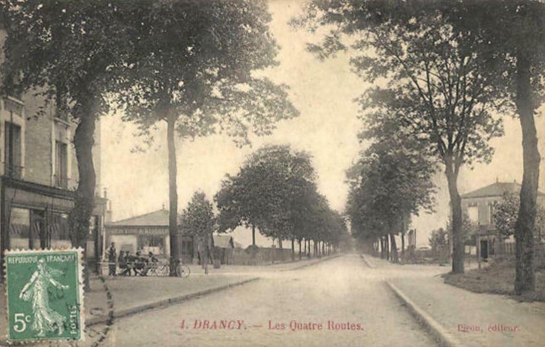 Le carrefour des Quatre-Routes à Drancy en 1908